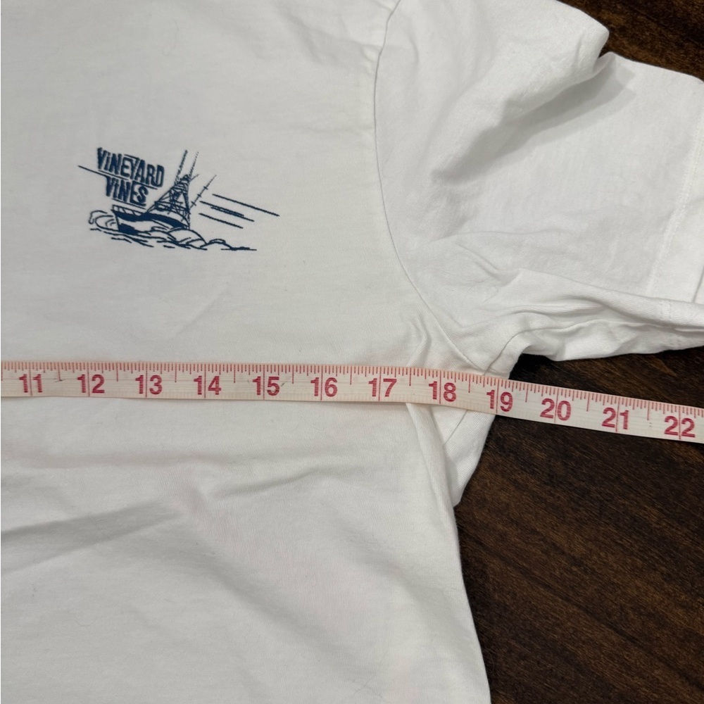Vineyard Vines White Tee with Nautical Blue Design - Picture 3 of 6